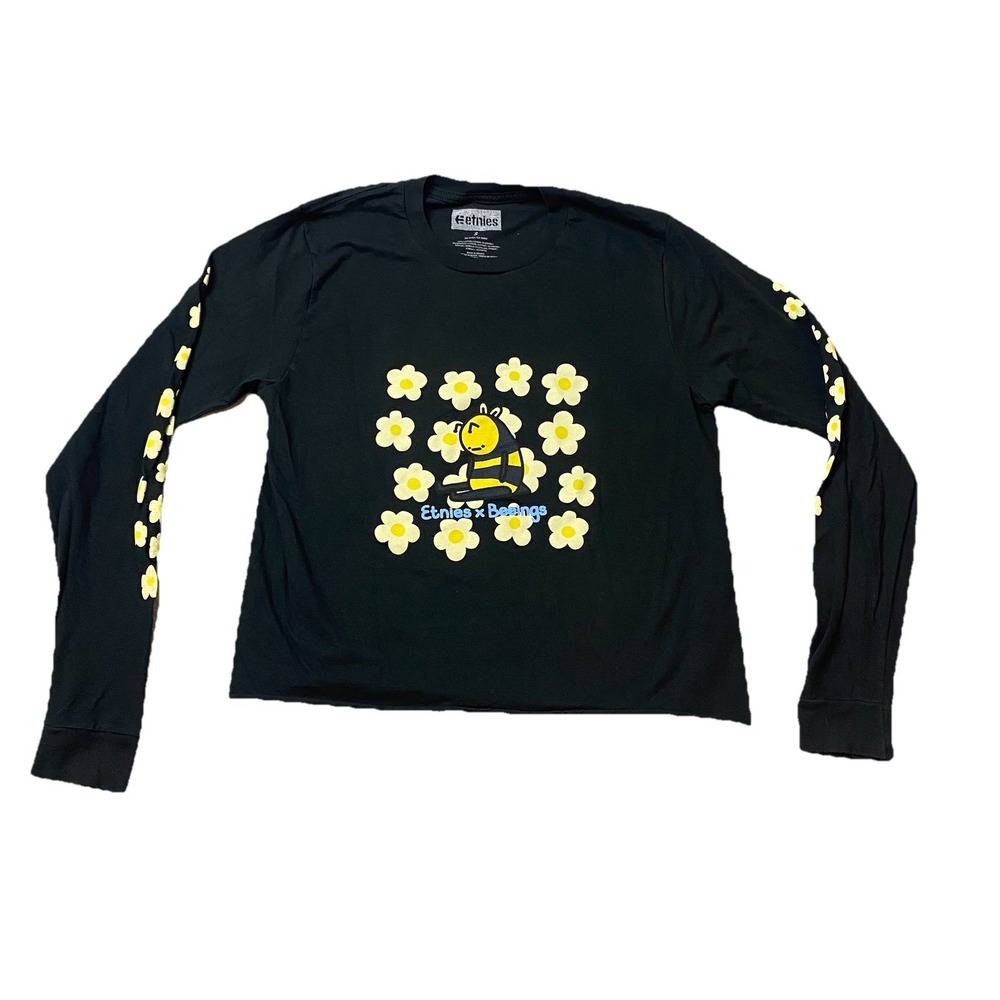 Etnies X Beeings Floral Long Sleeve T-Shirt Adult Small Black Cropped